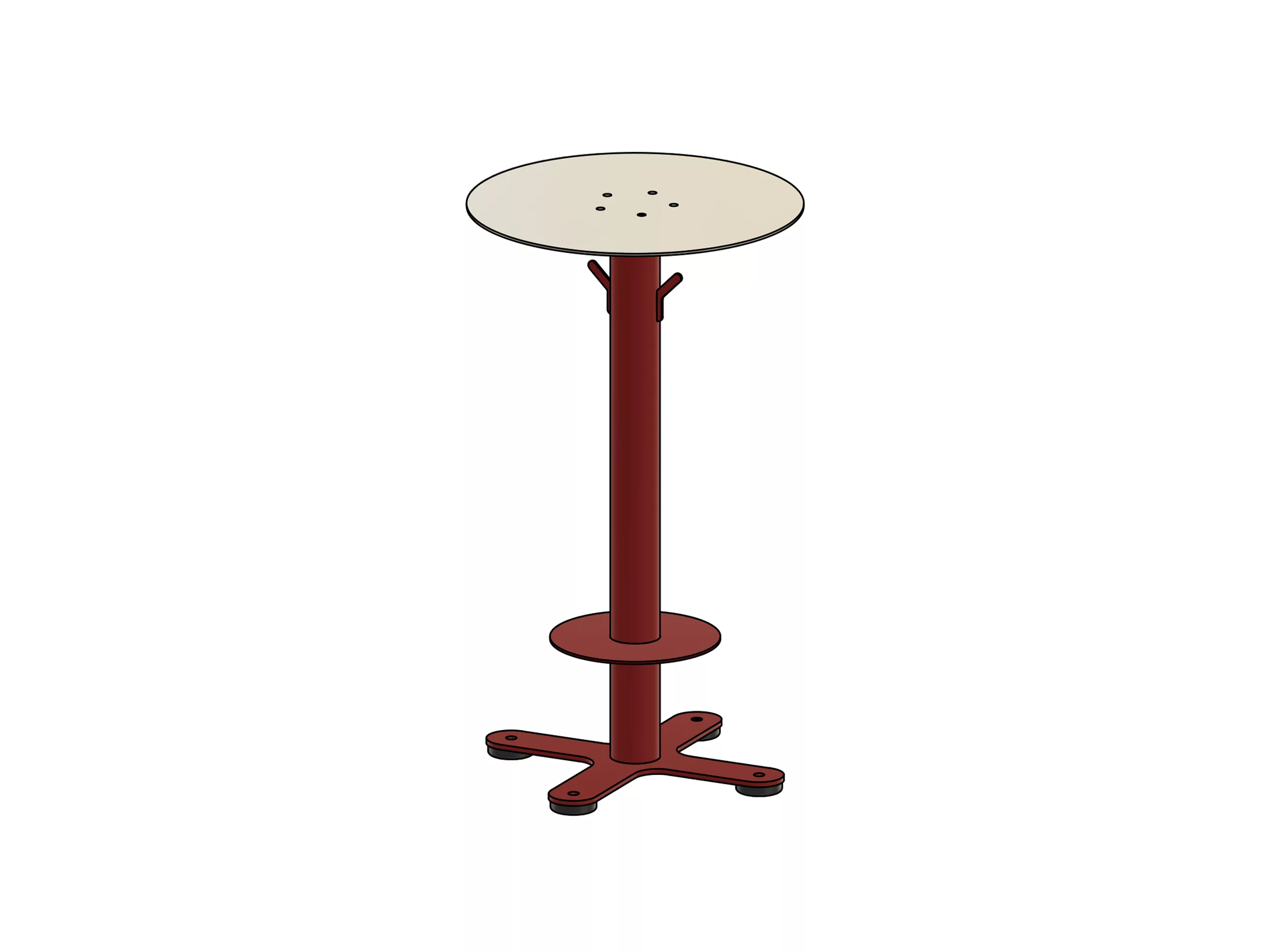 Vue isométrique de la table Tiktaktoe, conçue et fabriquée par Taktik Design.