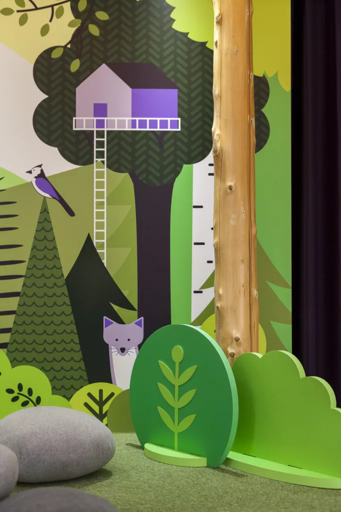 Détail de la murale graphique créée par Taktik Design.