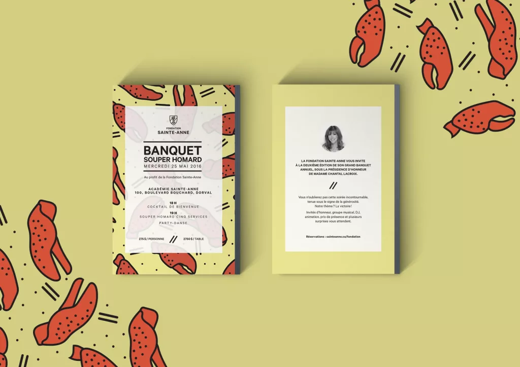 Une invitation à une partie de homard au bénéfice de la fondation du Collège sainte-Anne.