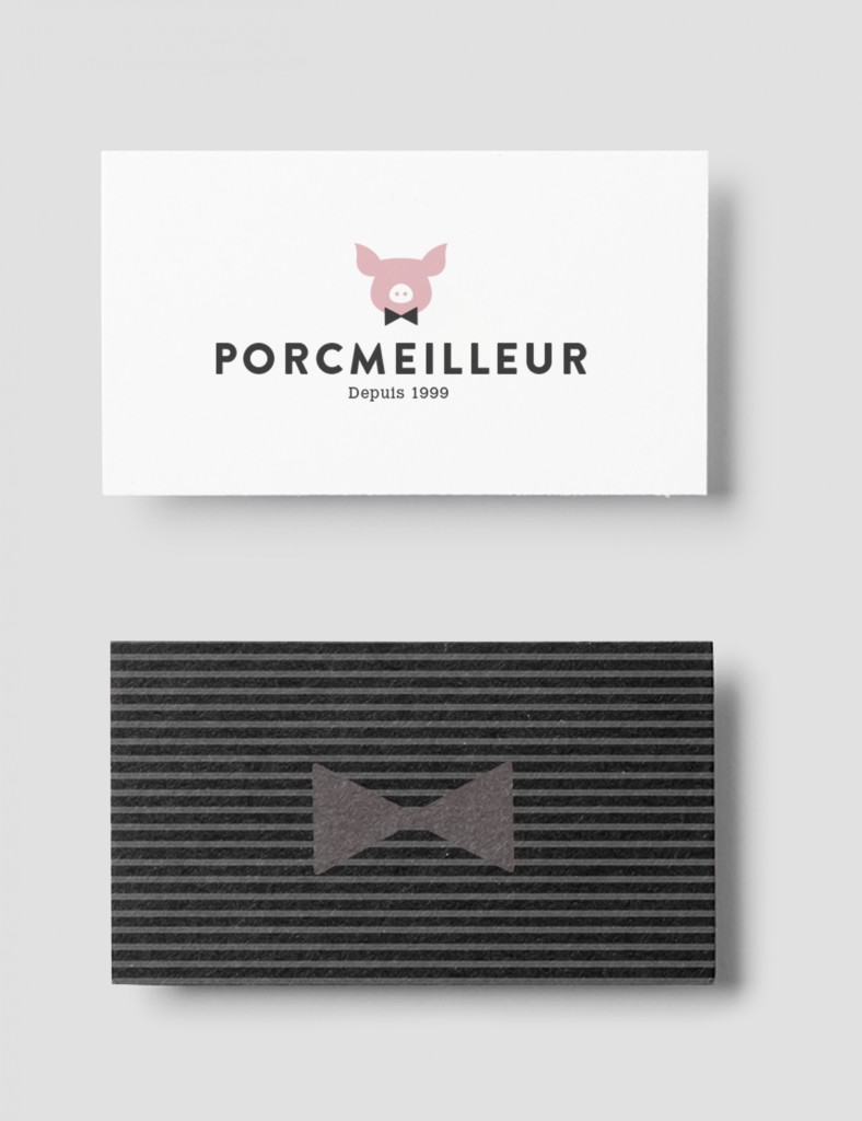 Cartes d'affaires Porcmeilleur conçues part Taktik design.